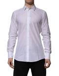 Chemise formelle blanche en coton Dolce & Gabbana Martini à manches longues, vue de face.