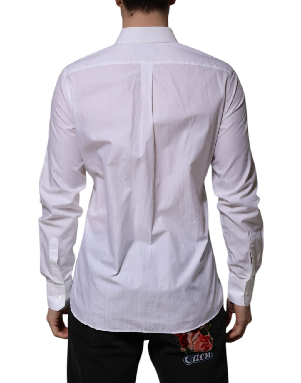 Chemise blanche en coton Dolce & Gabbana MARTINI à manches longues pour tenue formelle, vue de face.
