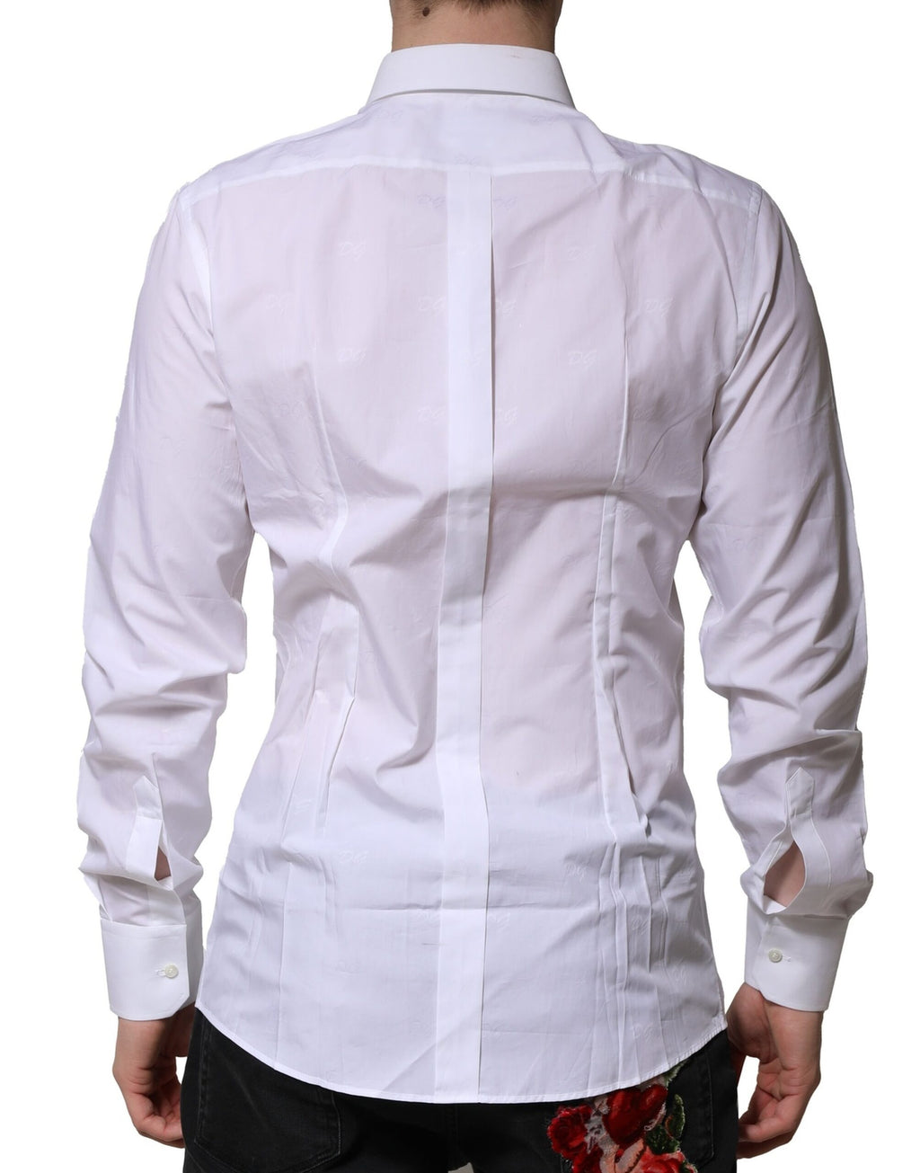 Chemise longue blanche Dolce & Gabbana en soie avec manches longues, élégante et formelle pour femmes.