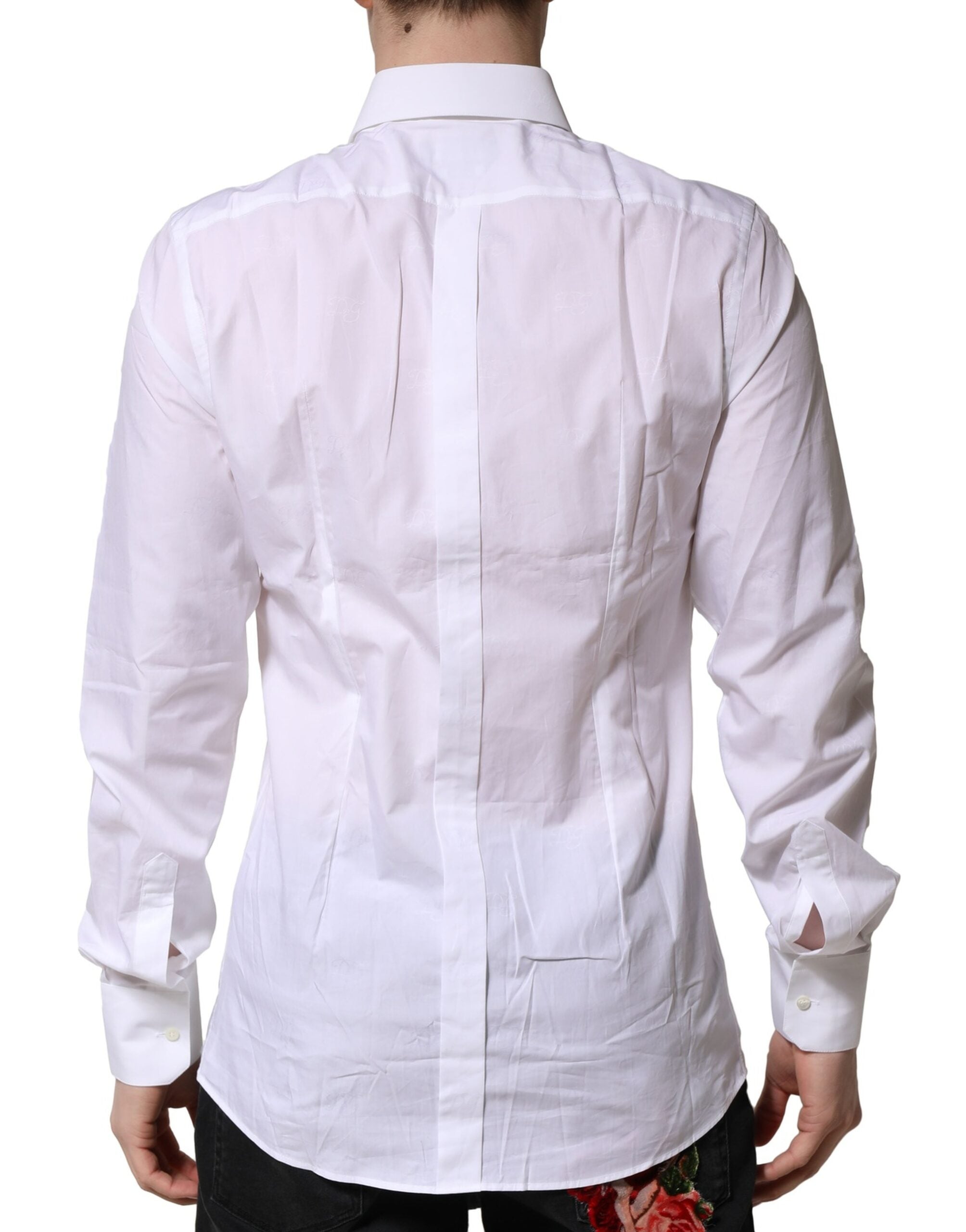 Chemise blanche Dolce & Gabbana à manches longues, robe de soirée élégante en tissu doré pour occasion formelle
