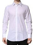 Chemise formelle blanche en coton Dolce & Gabbana Martini pour homme, vue de face avec col et boutons apparents