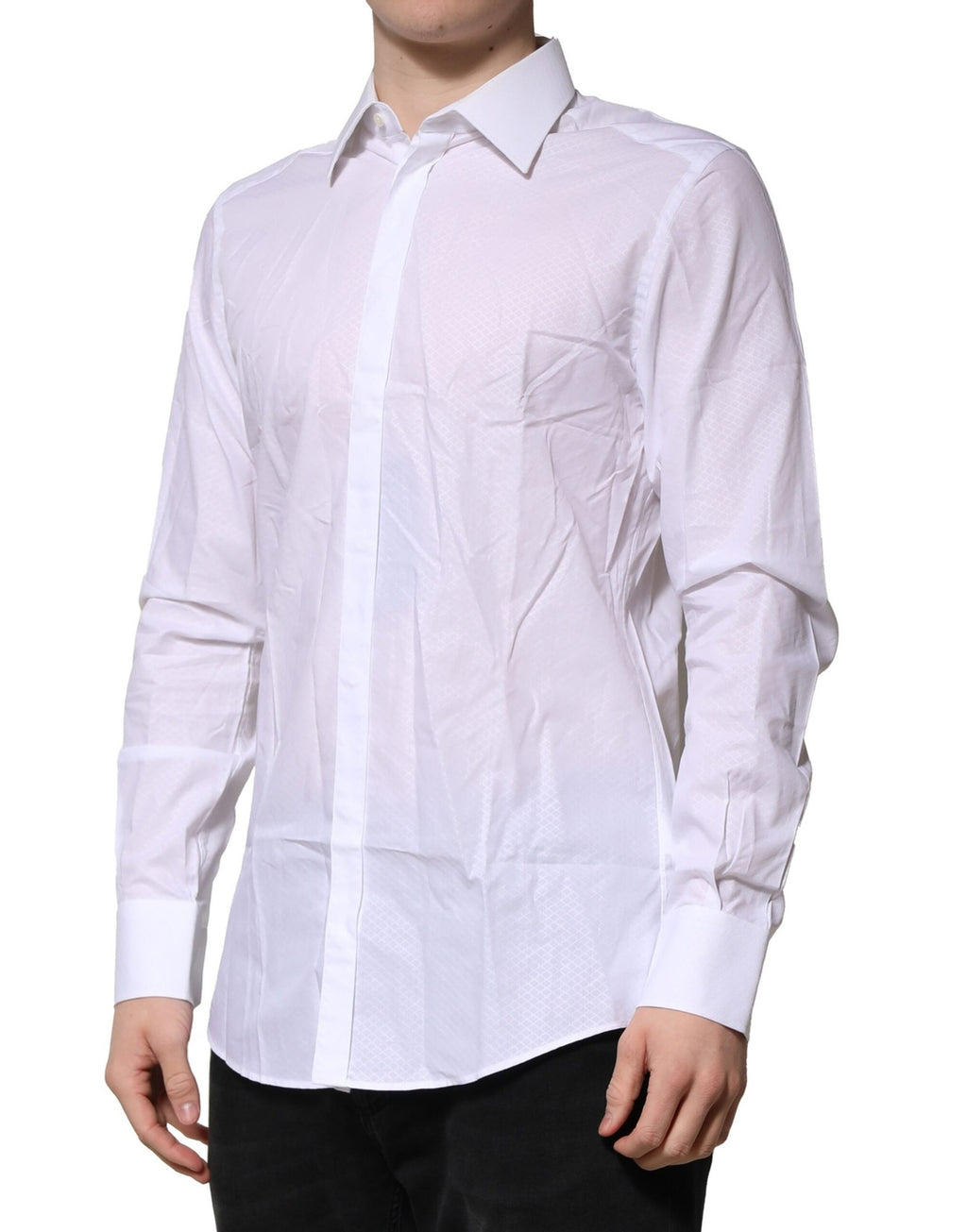 Chemise formelle blanche pour homme Dolce & Gabbana MARTINI en coton, élégante et classique avec col et boutons visibles.