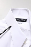 Chemise homme Dolce & Gabbana blanche à manches longues Martini, style élégant et classique, visible avec col et boutons.