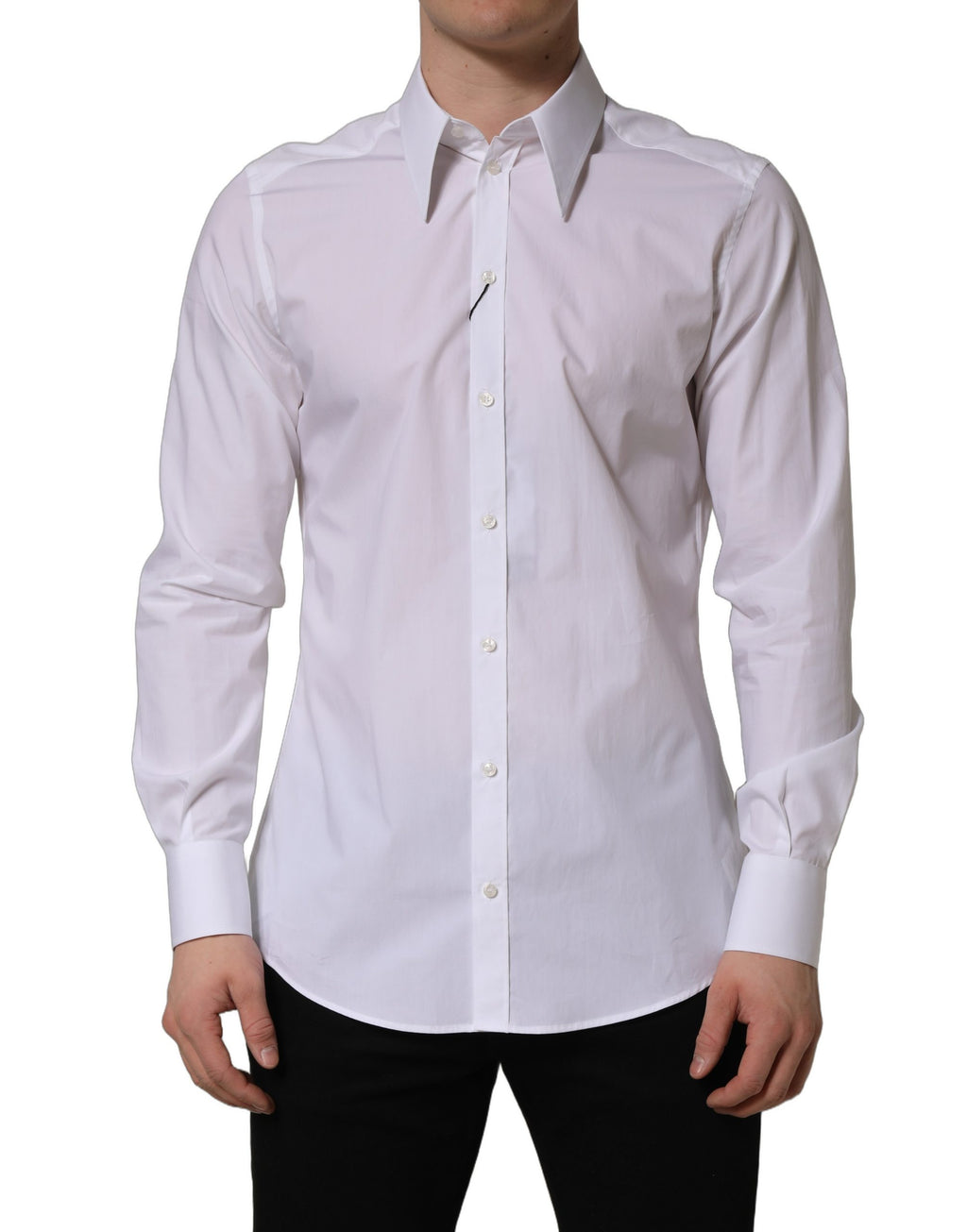Chemise blanche Dolce & Gabbana MARTINI pour homme à manches longues, finition élégante et tissu de qualité.