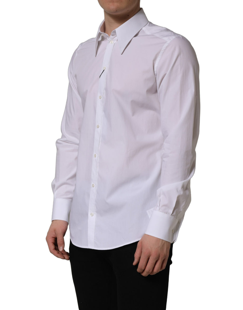Chemise homme blanche à manches longues Dolce & Gabbana MARTINI, style élégant et classique, en coton de haute qualité.