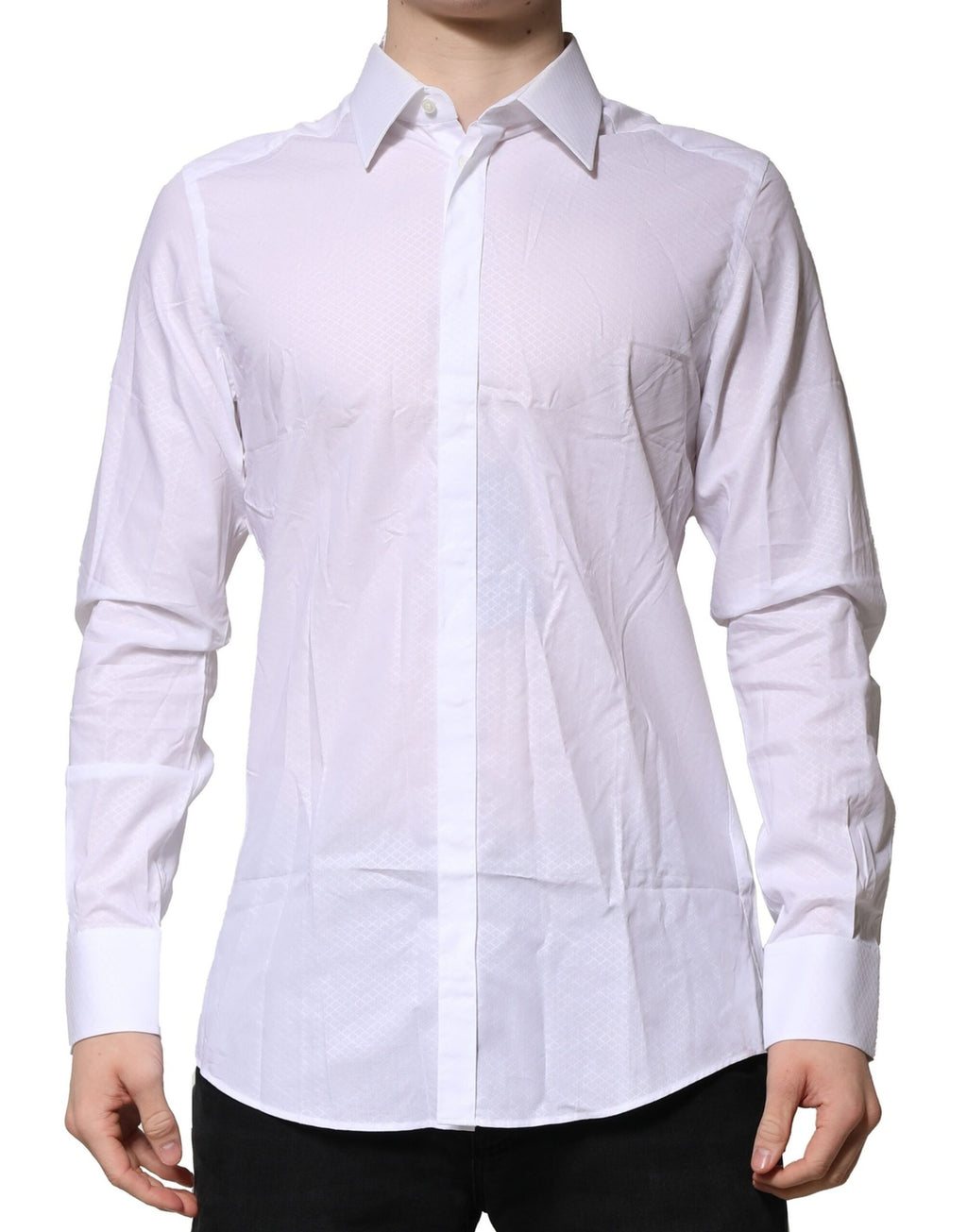 Chemise formelle blanche Dolce & Gabbana MARTINI à manches longues pour homme, élégante et classique.