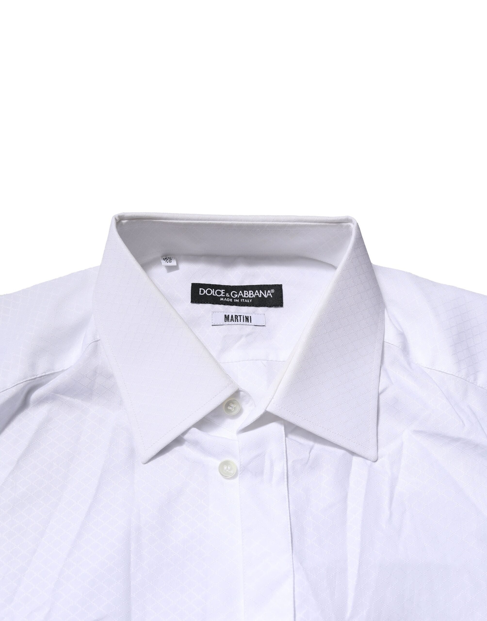 Chemise homme Dolce & Gabbana MARTINI blanche à manches longues, élégante pour occasion formelle.