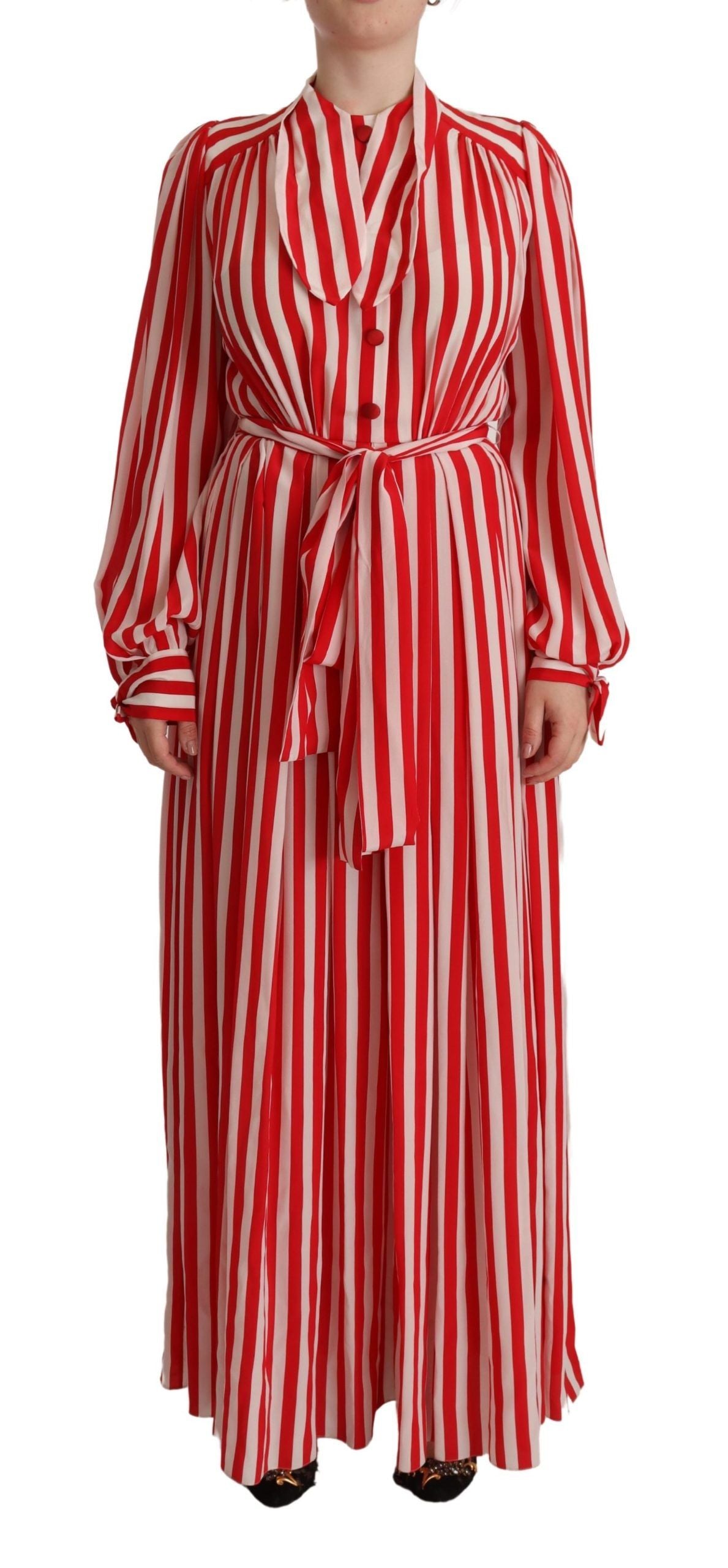 Robe Dolce & Gabbana en soie blanche et rouge, coupe évasée en ligne A, robe de soirée élégante et sophistiquée.
