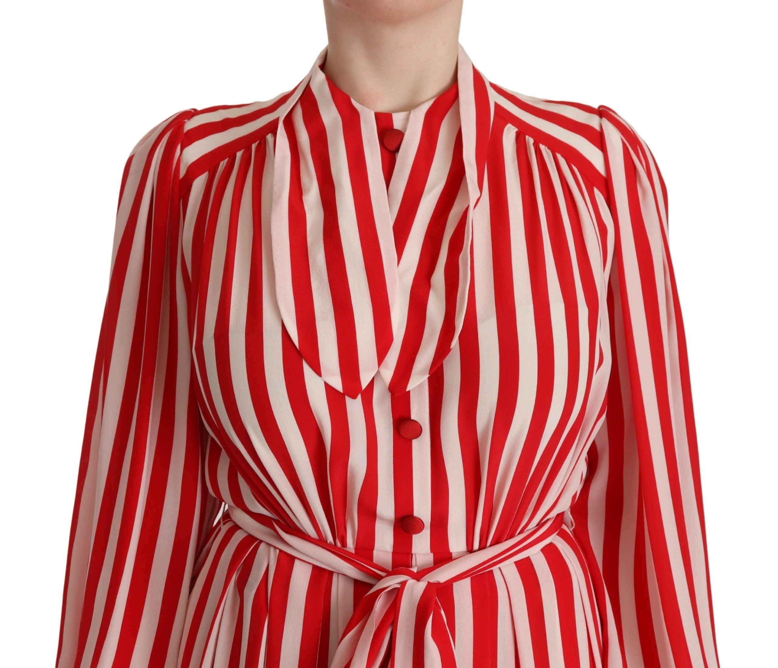 Robe Dolce & Gabbana en soie blanche et rouge, coupe évasée et droite, élégante robe de soirée pour femme