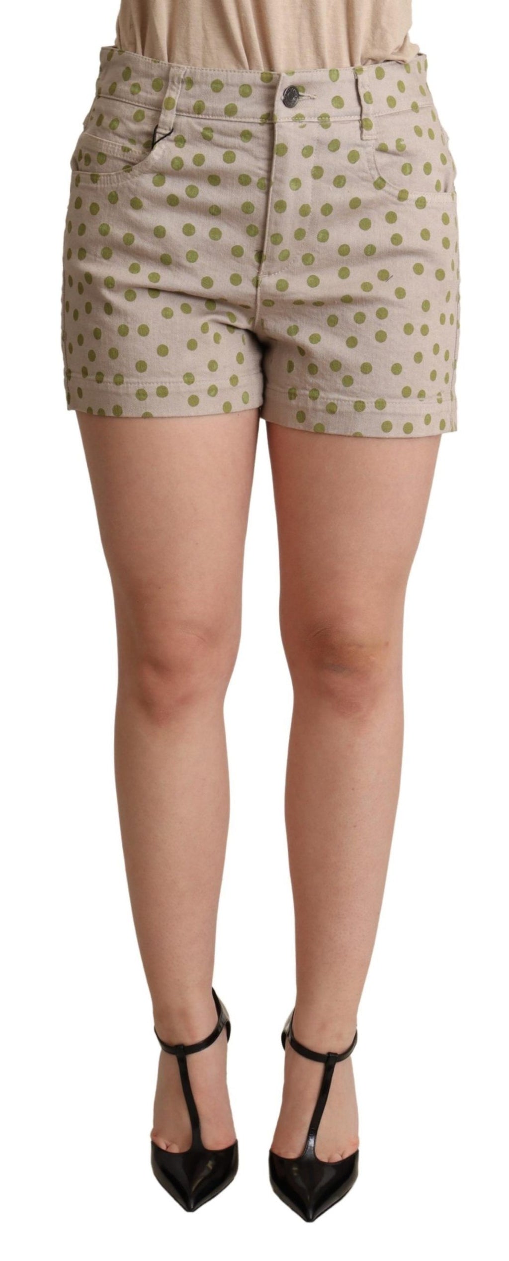 Shorts en jean beige à pois Dolce & Gabbana en coton stretch, style décontracté et confortable.