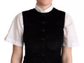 Gilet à motif léopard noir et marron de Dolce & Gabbana, veste cintrée élégante en tissu tendance.