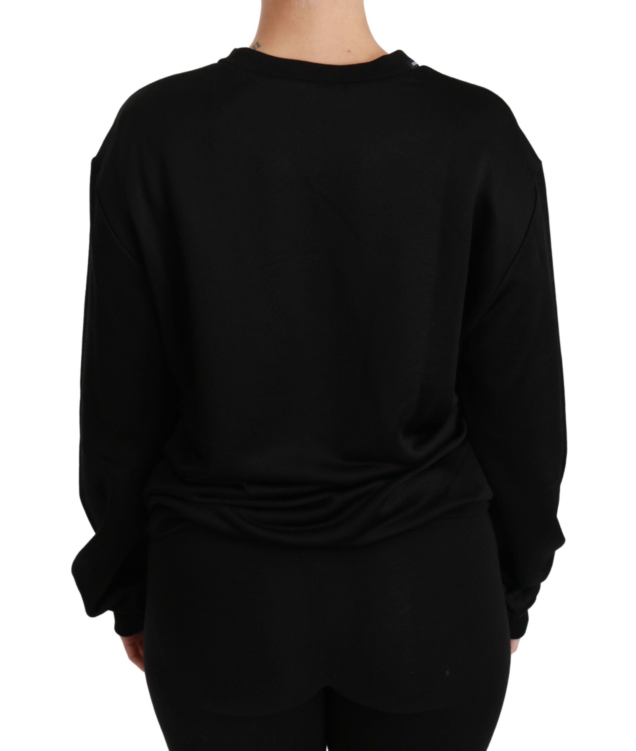 Pull à col rond en coton noir de Dolce & Gabbana, sweat-shirt confortable et élégant pour homme.