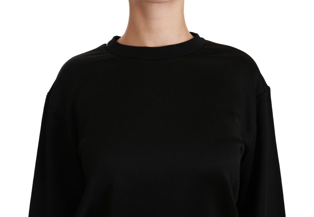 Pull-over en coton noir Dolce & Gabbana avec col rond, affiché sur un mannequin.