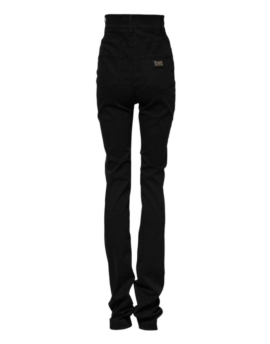 Jeans skinny en coton noir à taille haute de Dolce & Gabbana, coupe ajustée et détails modernes.