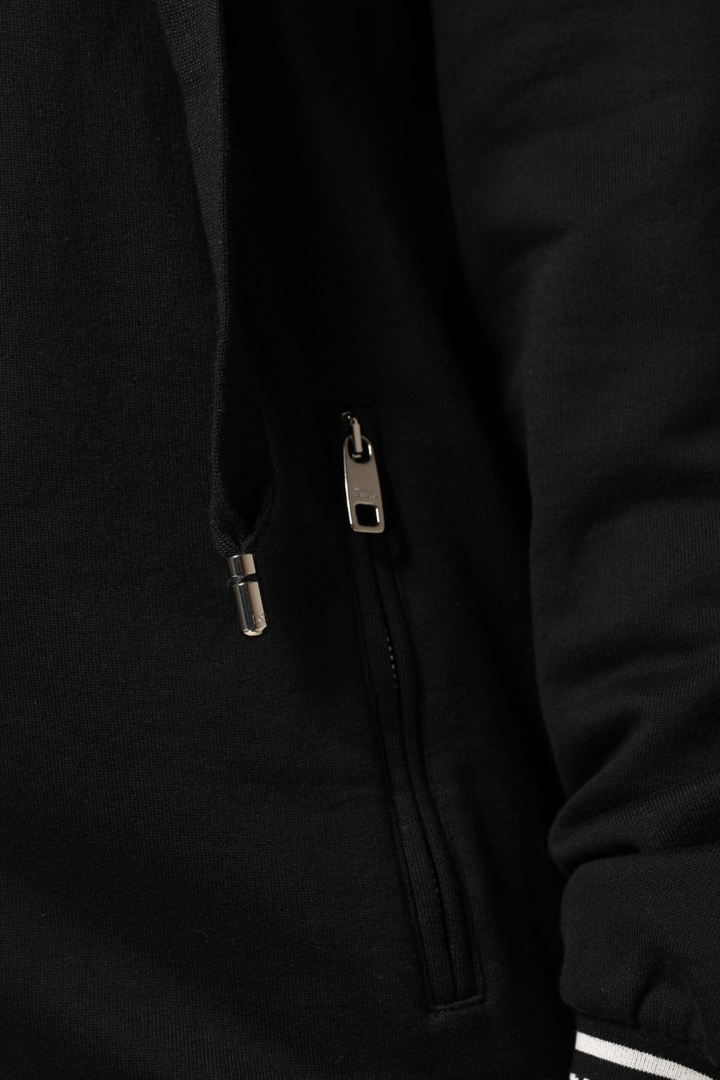 Sweat-shirt Dolce & Gabbana noir en coton à capuche avec fermeture éclair complète, style décontracté et moderne.