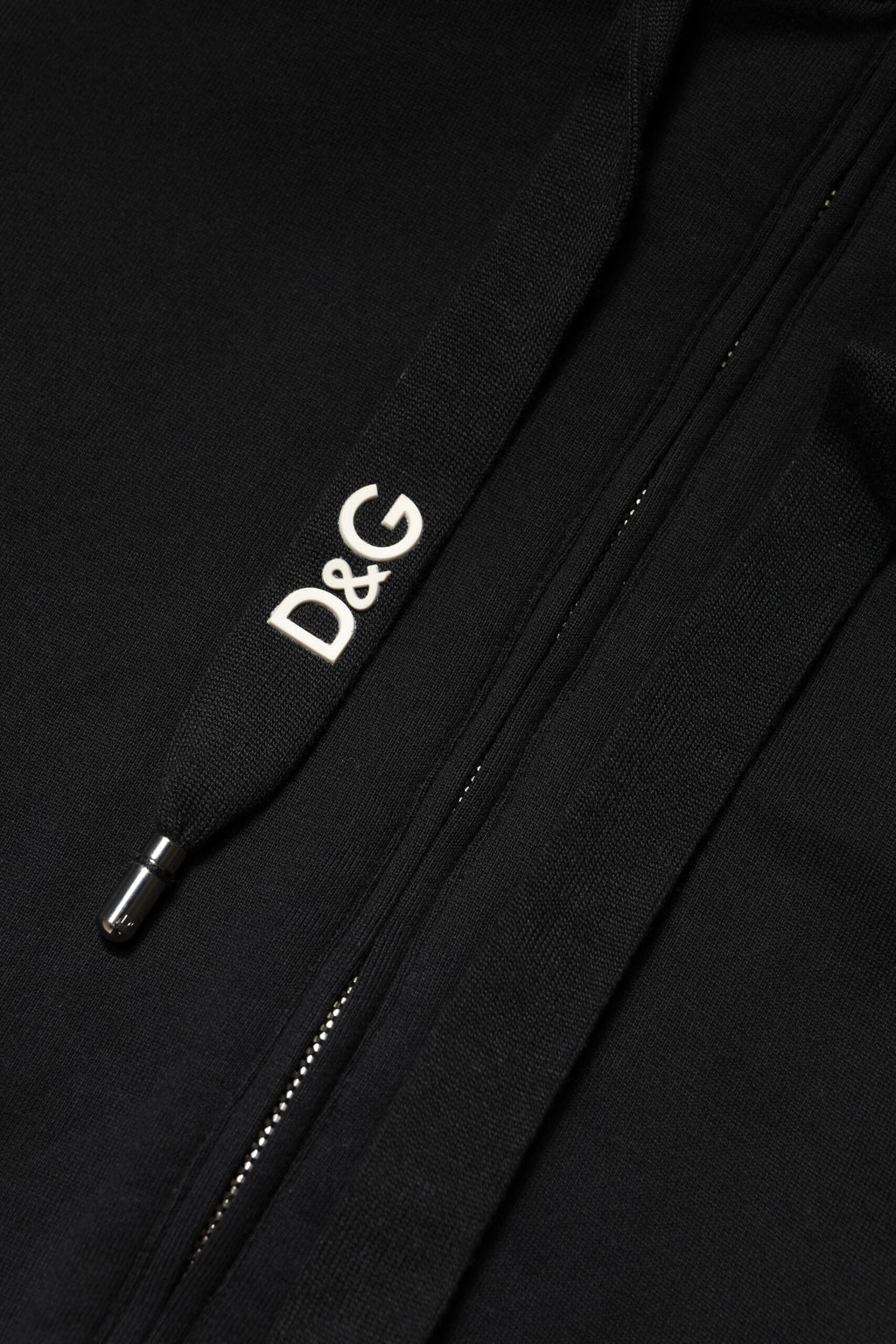 Sweatshirt à capuche zippé en coton noir de Dolce & Gabbana, pull décontracté avec fermeture éclair et logo discret.