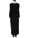 Robe maxi noire en coton à manches longues de Dolce & Gabbana, robe élégante et ajustée avec coupe droite.