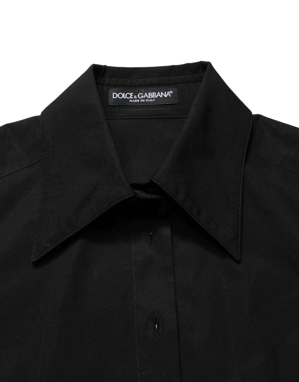 Blouse sans manches en coton noir de Dolce & Gabbana avec col et détails élégants, vue de face.