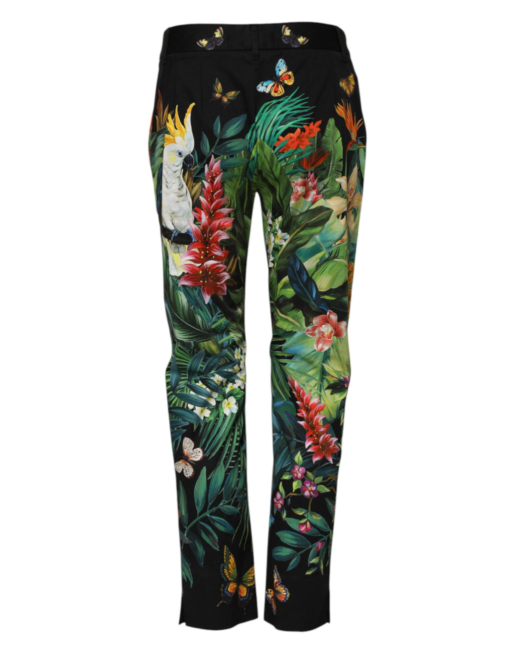 Pantalons noirs en coton tropical de Dolce & Gabbana, taille mi-haute, style décontracté et élégant.