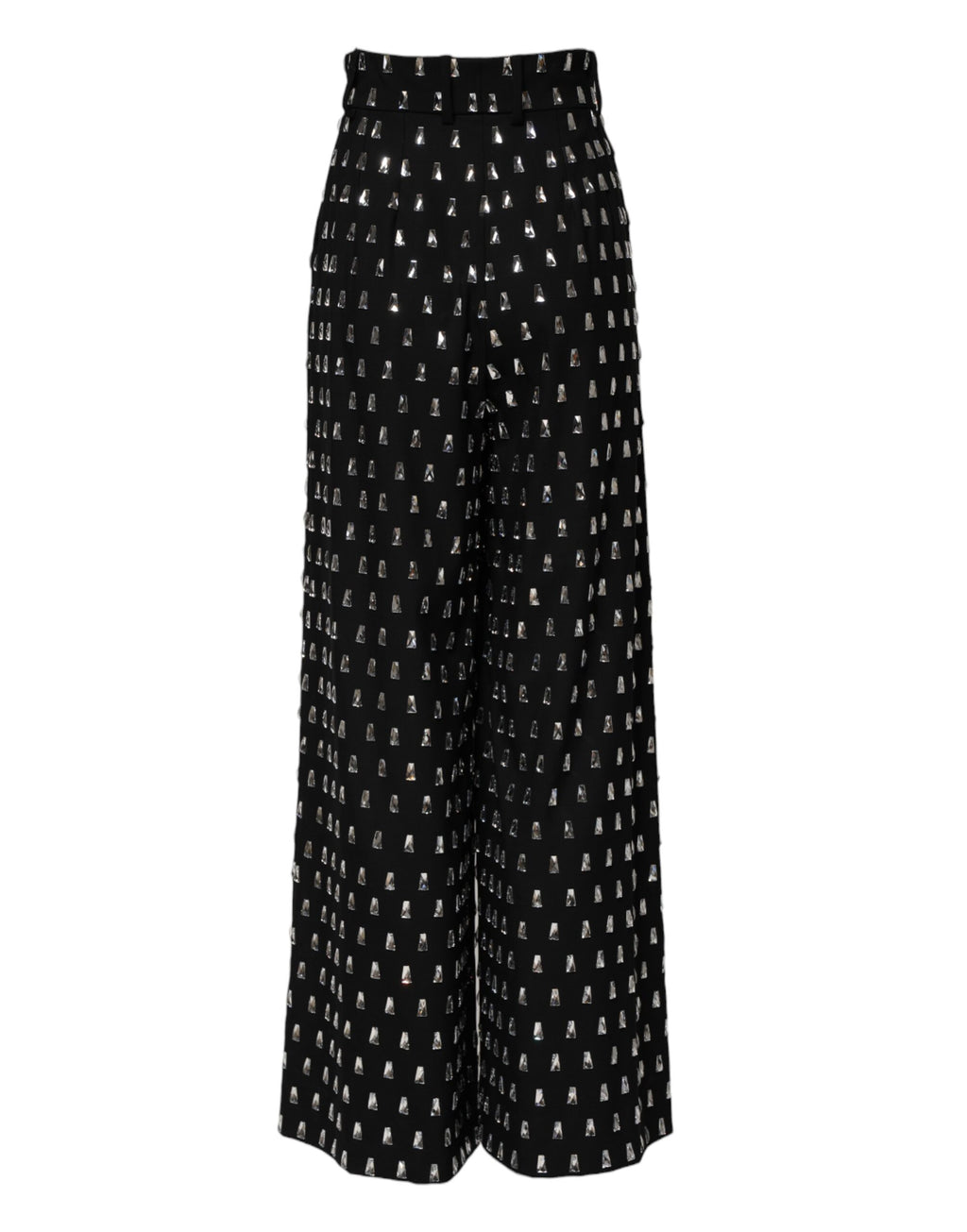 Pantalons larges noirs Dolce & Gabbana ornés de cristaux brillants et embellis, élégance et style sophistiqué.