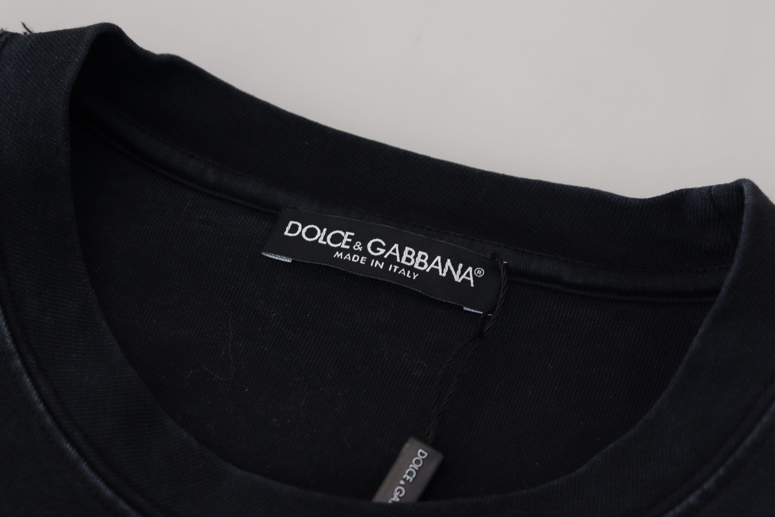 T-shirt en coton noir de forme ronde Dolce & Gabbana D&G, style mode, visible devant avec logo discret.