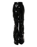 Pantalons cargo noir à taille haute et jambes évasées de Dolce & Gabbana, mode chic et élégante pour femme.
