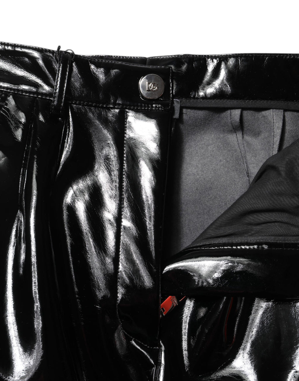 Pantalons cargo noir à taille haute de Dolce & Gabbana, coupe bootcut, en tissu léger, vue de face.