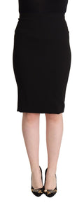 Jupe crayon noire à taille haute Dolce & Gabbana, longueur au genou, coupe élégante et ajustée, en tissu élégant.
