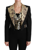 Gilet blazer Dolce & Gabbana en jacquard noir en laine, veste élégante avec détails sophistiqués.