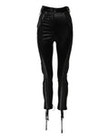 Pantalons skinny taille haute en dentelle noire de Dolce & Gabbana, détails élégants et silhouette flatteuse.