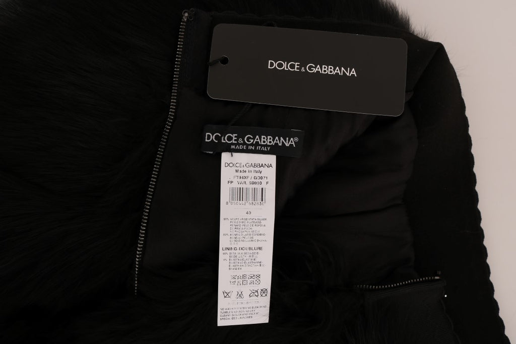 Mini shorts en fourrure de renard en agneau noir Dolce & Gabbana, vêtement tendance et élégant pour femme.