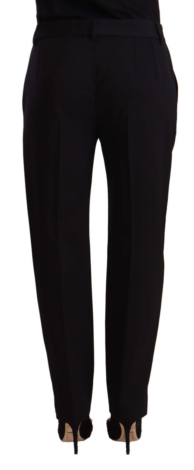 Pantalon en laine noir Dolce & Gabbana, coupe skinny taille moyenne, vêtement élégant pour homme ou femme.