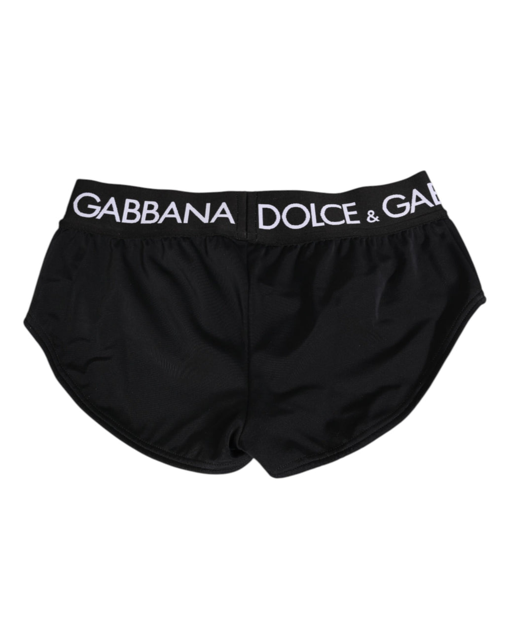 Shorts de sous-vêtements noirs en nylon avec logo Dolce & Gabbana, bande élastique à la taille, style moderne et confortable.