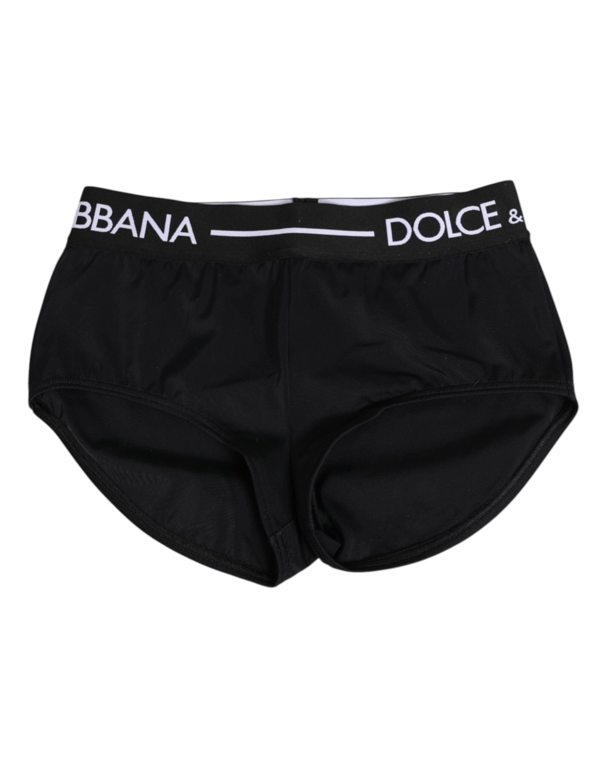 Shorts de sous-vêtements Dolce & Gabbana en nylon noir avec logo à la taille, style confortable et moderne.