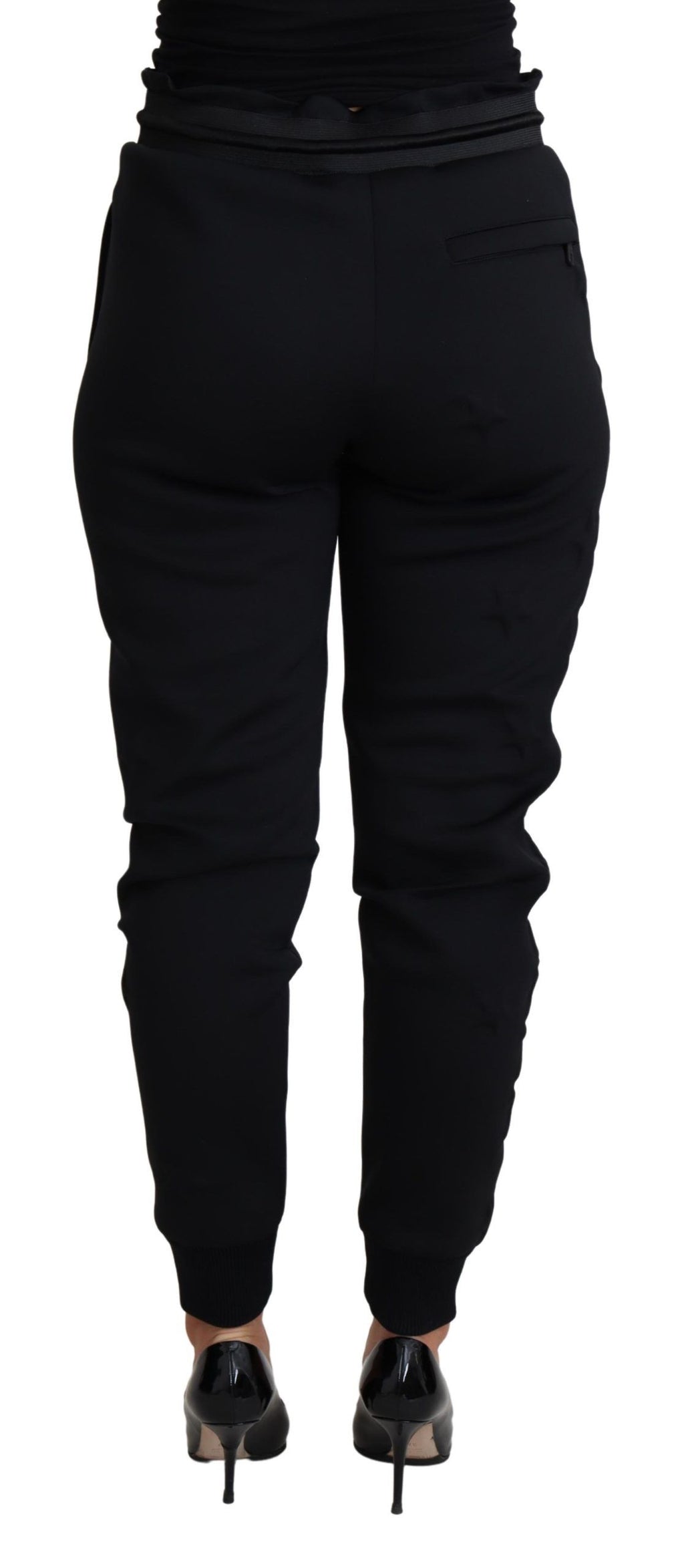 Pantalon jogger noir en polyester et néoprène de Dolce & Gabbana, coupe décontractée et style moderne.
