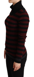 Pull en laine noir et rouge à rayures de Dolce & Gabbana, style élégant et chaud pour homme.