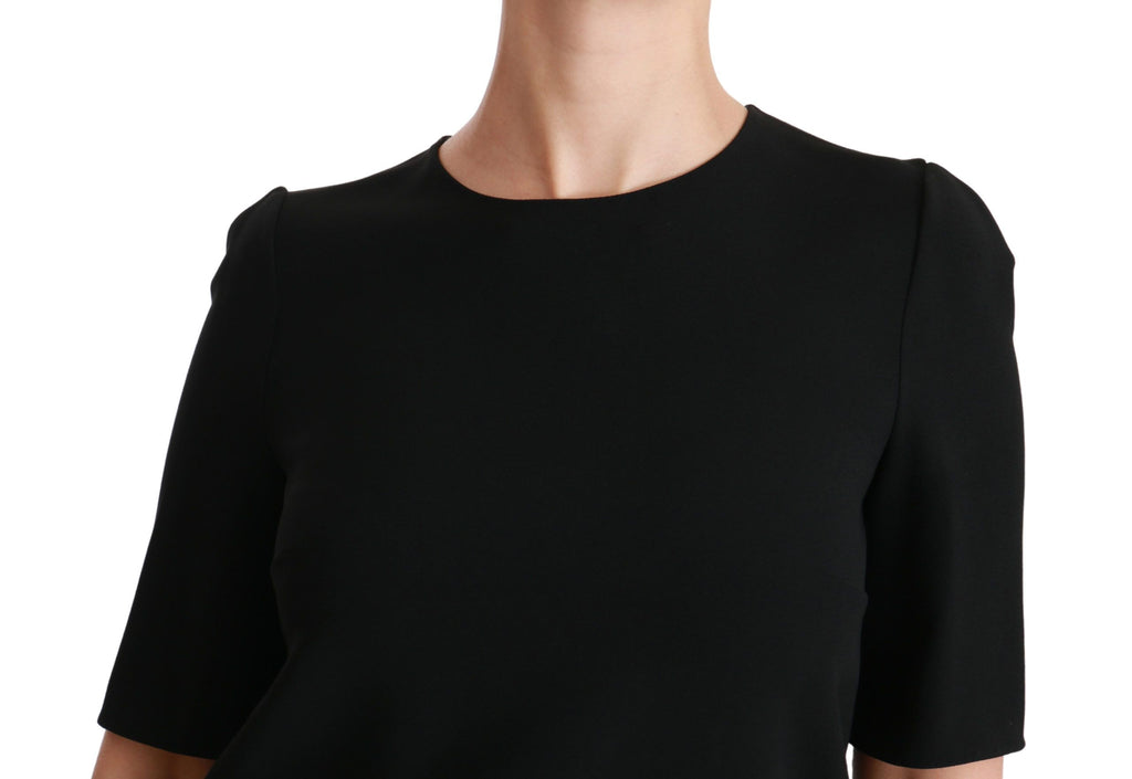 Haut court noir Dolce & Gabbana à manches courtes, top décontracté en tissu extensible avec coupe élégante.
