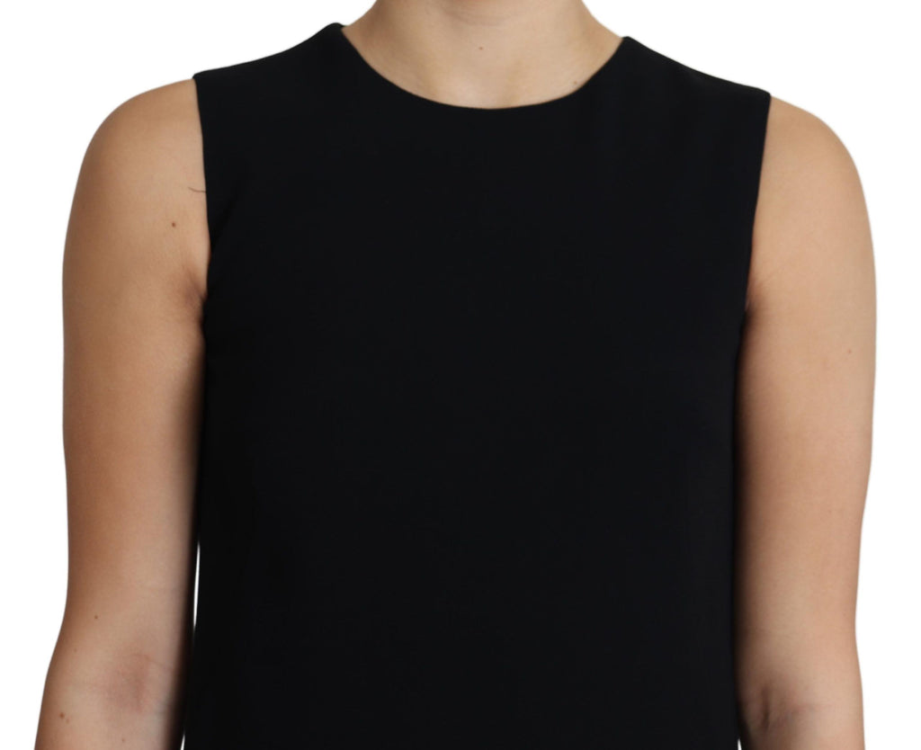 Robe courte noire en viscose stretch de marque Dolce & Gabbana, coupe évasée et style chemise élégante.