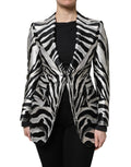 Blazer pour femmes Dolce & Gabbana en polyester noir et blanc, veste élégante avec coupe sophistiquée.