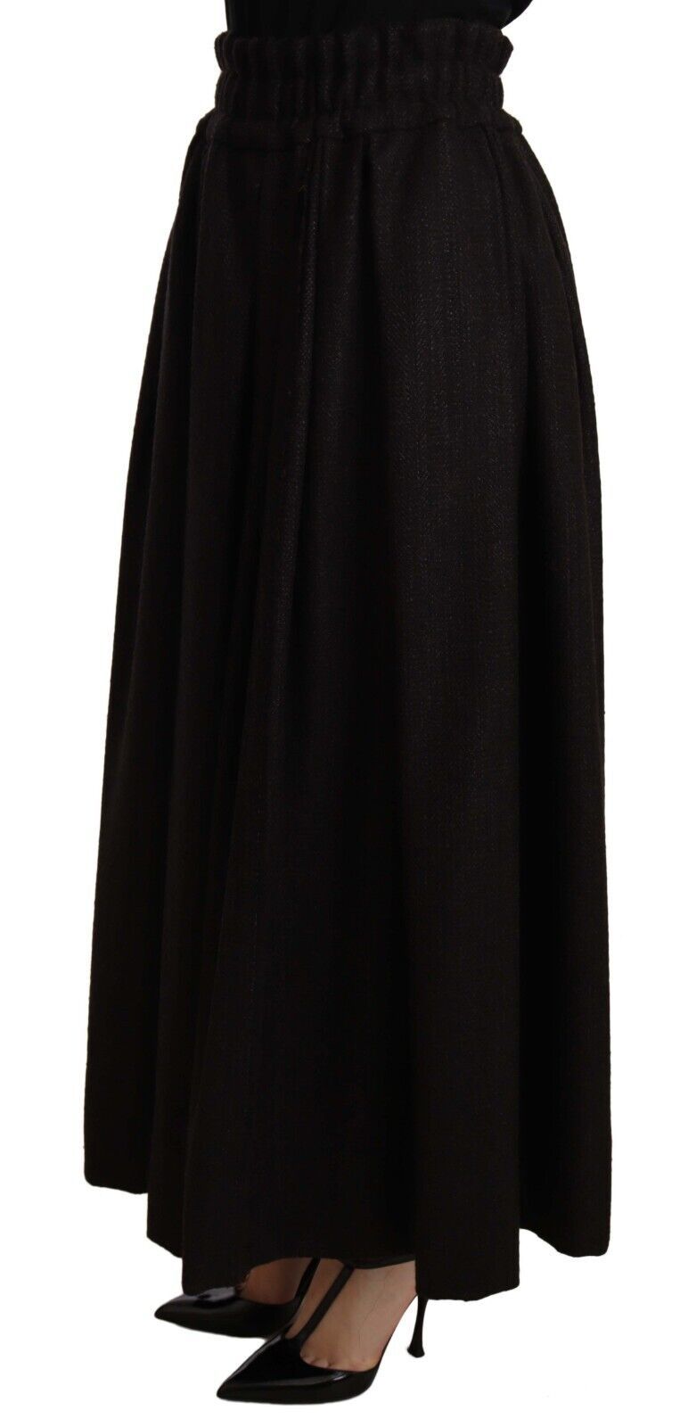 Jupe longue noire en laine à taille haute de Dolce & Gabbana, style maxi avec coupe élégante et tissu chaud.