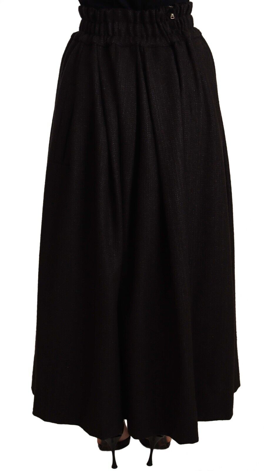 Jupe longue noire en laine à taille haute de Dolce & Gabbana, maxi longueur et style élégant.