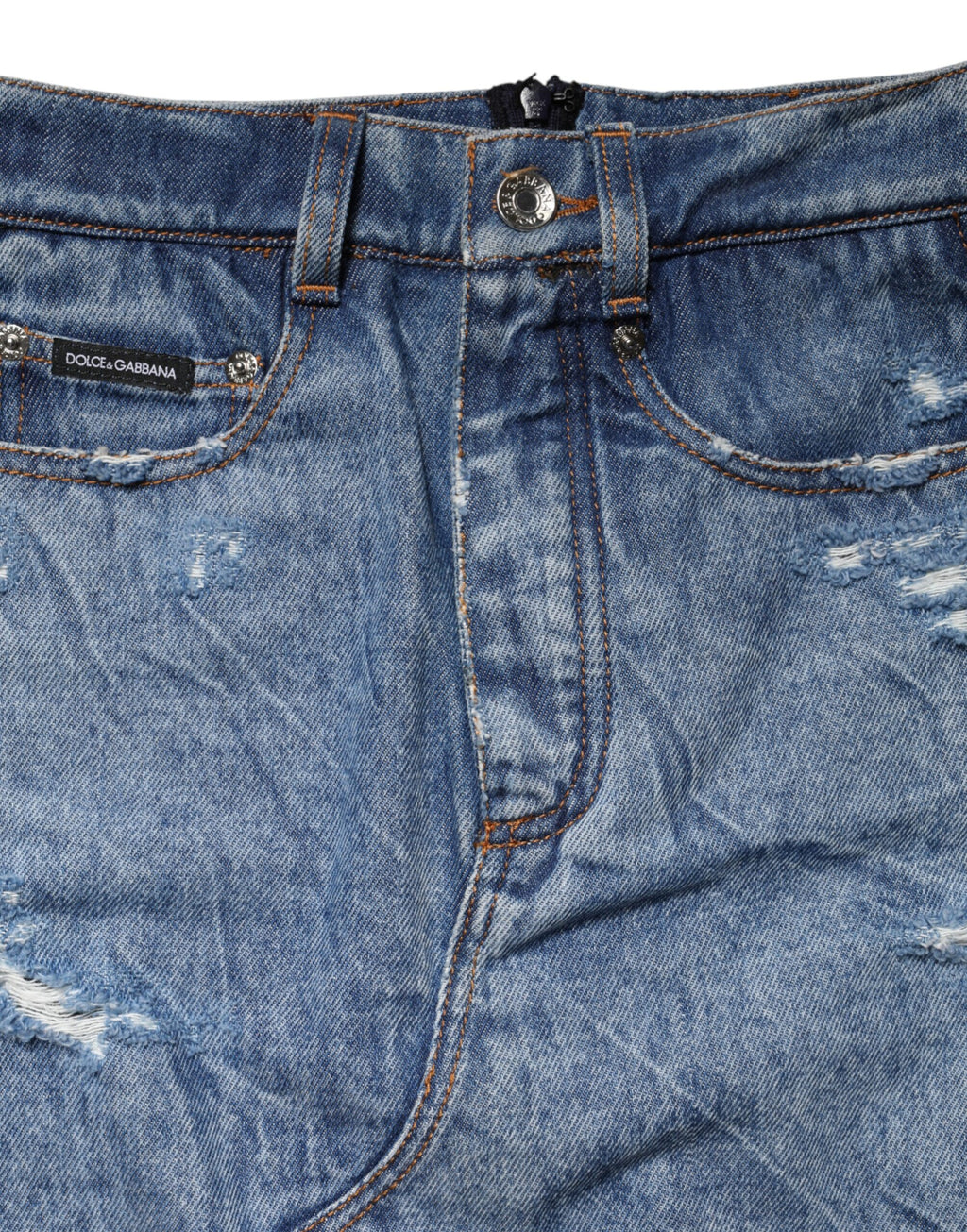Jupe midi en denim bleu et noir en coton transparent de Dolce & Gabbana, style élégant et moderne.