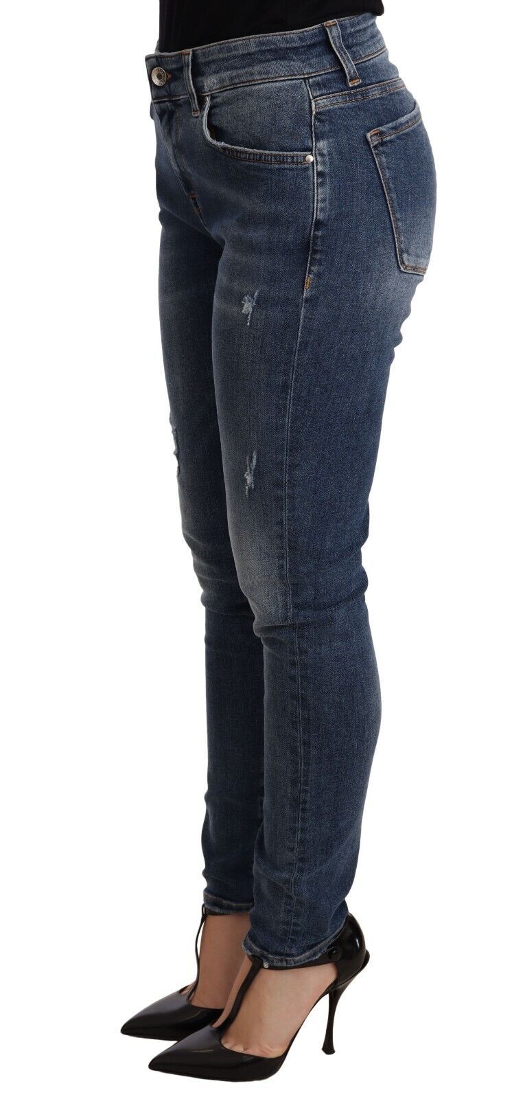 Jeans skinny en denim stretch bleu Dolce & Gabbana, coupe ajustée, coton confortable, visible en détail sur le produit.