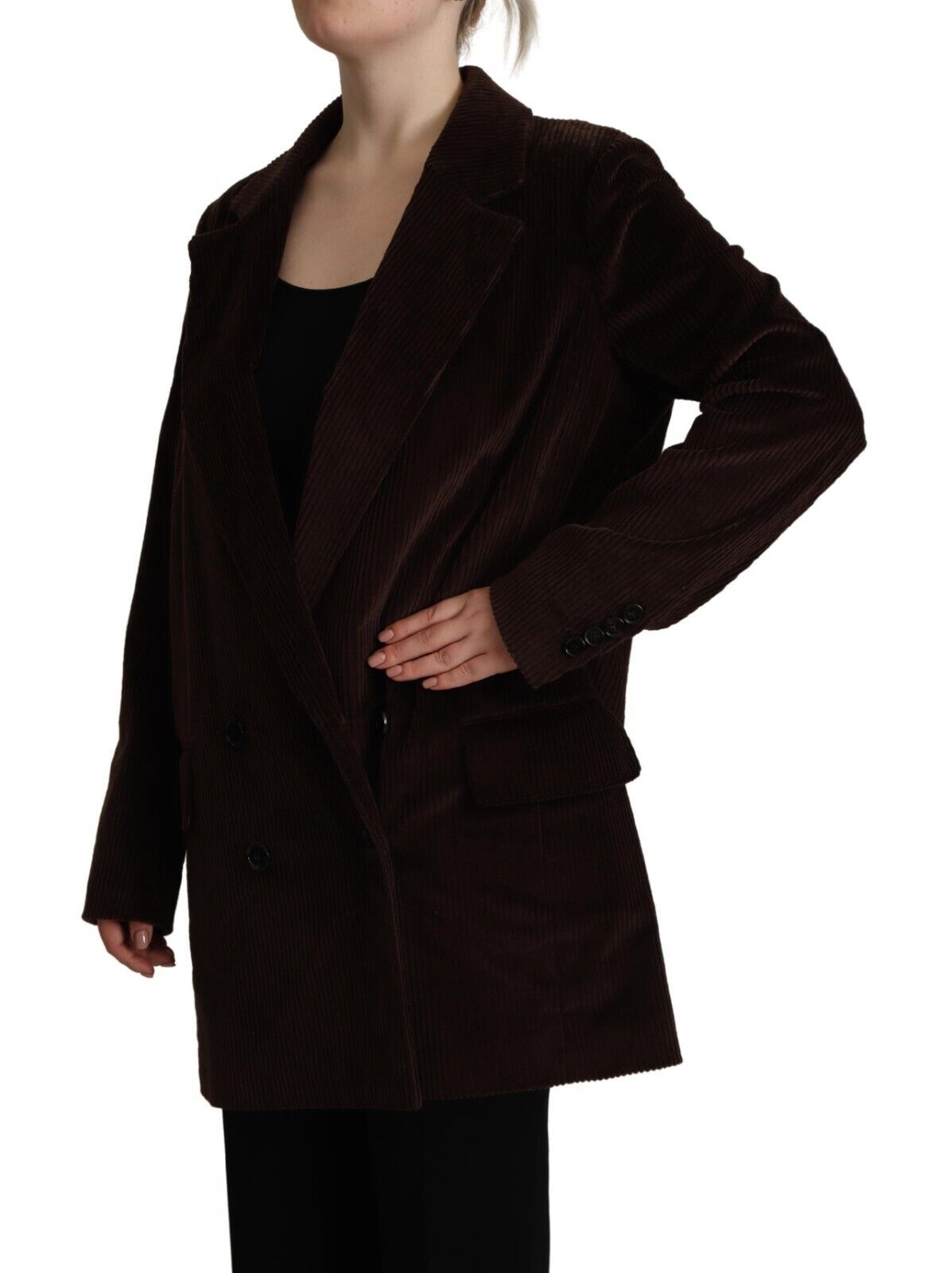 Blazer oversize en velours côtelé bordeaux en coton de Dolce & Gabbana, style élégant et décontracté.