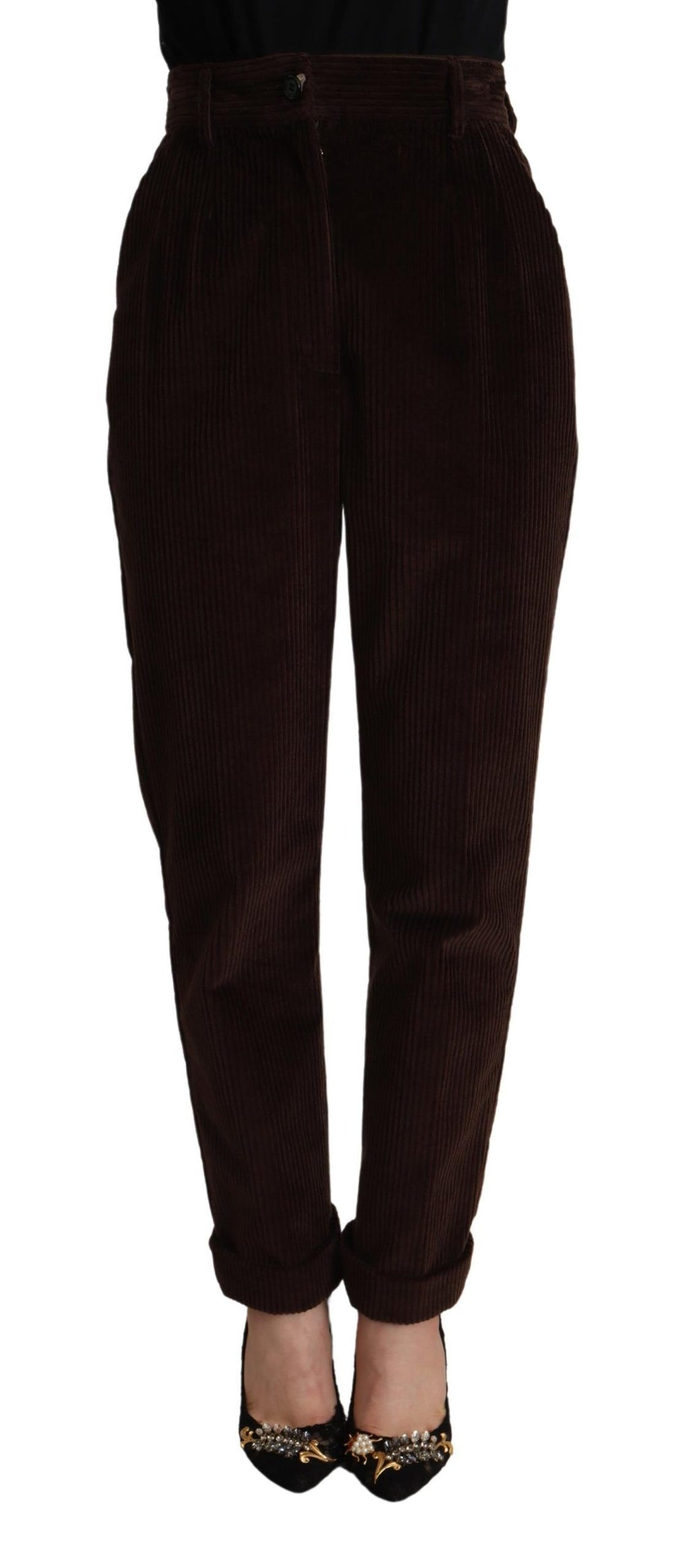 Dolce & Gabbana Bordeaux Corduroy Cotton Trouser Tapered Pants - La luxence
