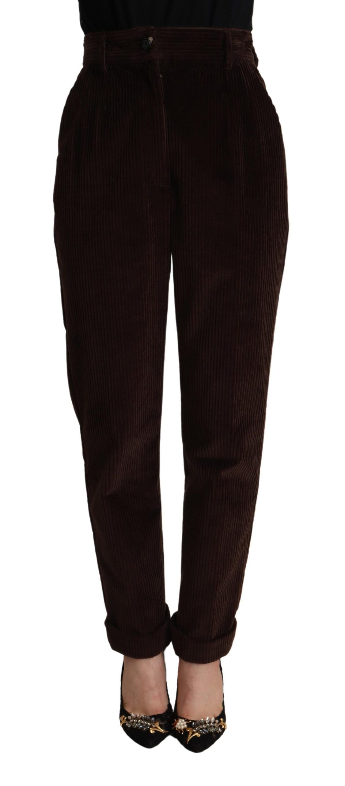 Dolce & Gabbana Bordeaux Corduroy Cotton Trouser Tapered Pants - La luxence