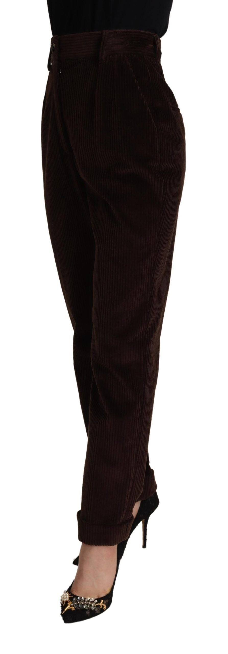 Dolce & Gabbana Bordeaux Corduroy Cotton Trouser Tapered Pants - La luxence