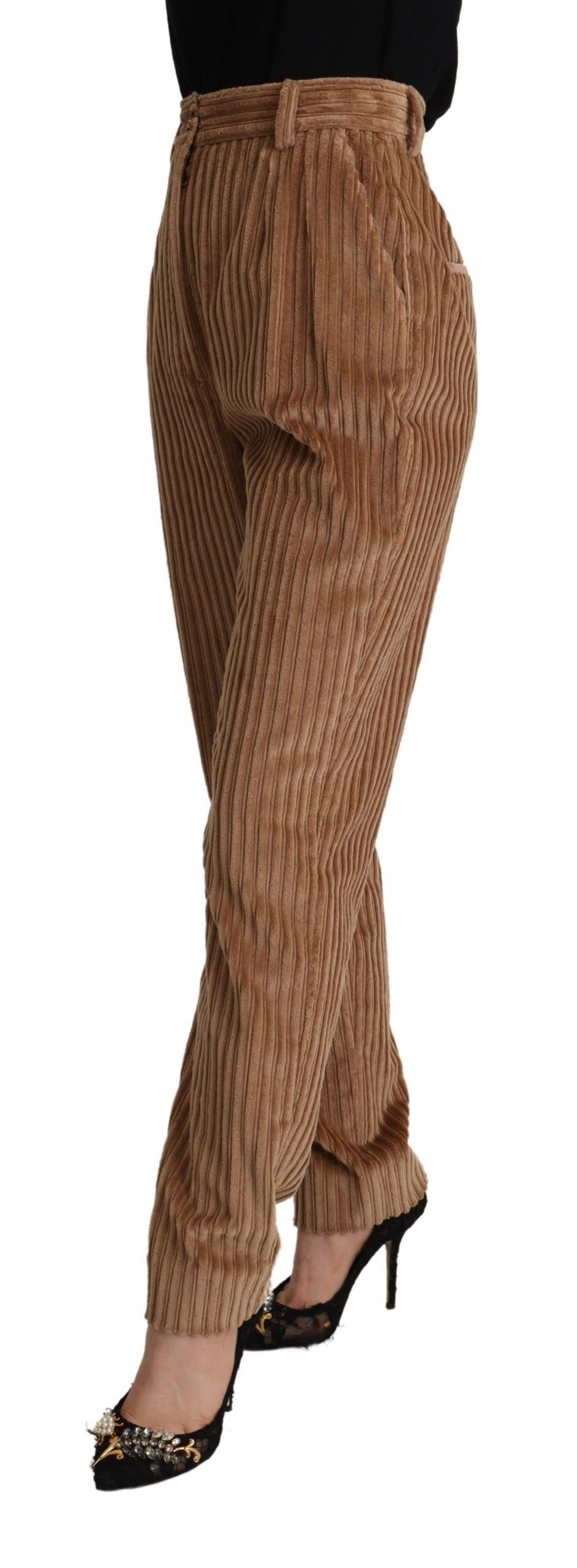 Dolce & Gabbana Brown Corduroy Cotton Trouser Tapered Pants - La luxence