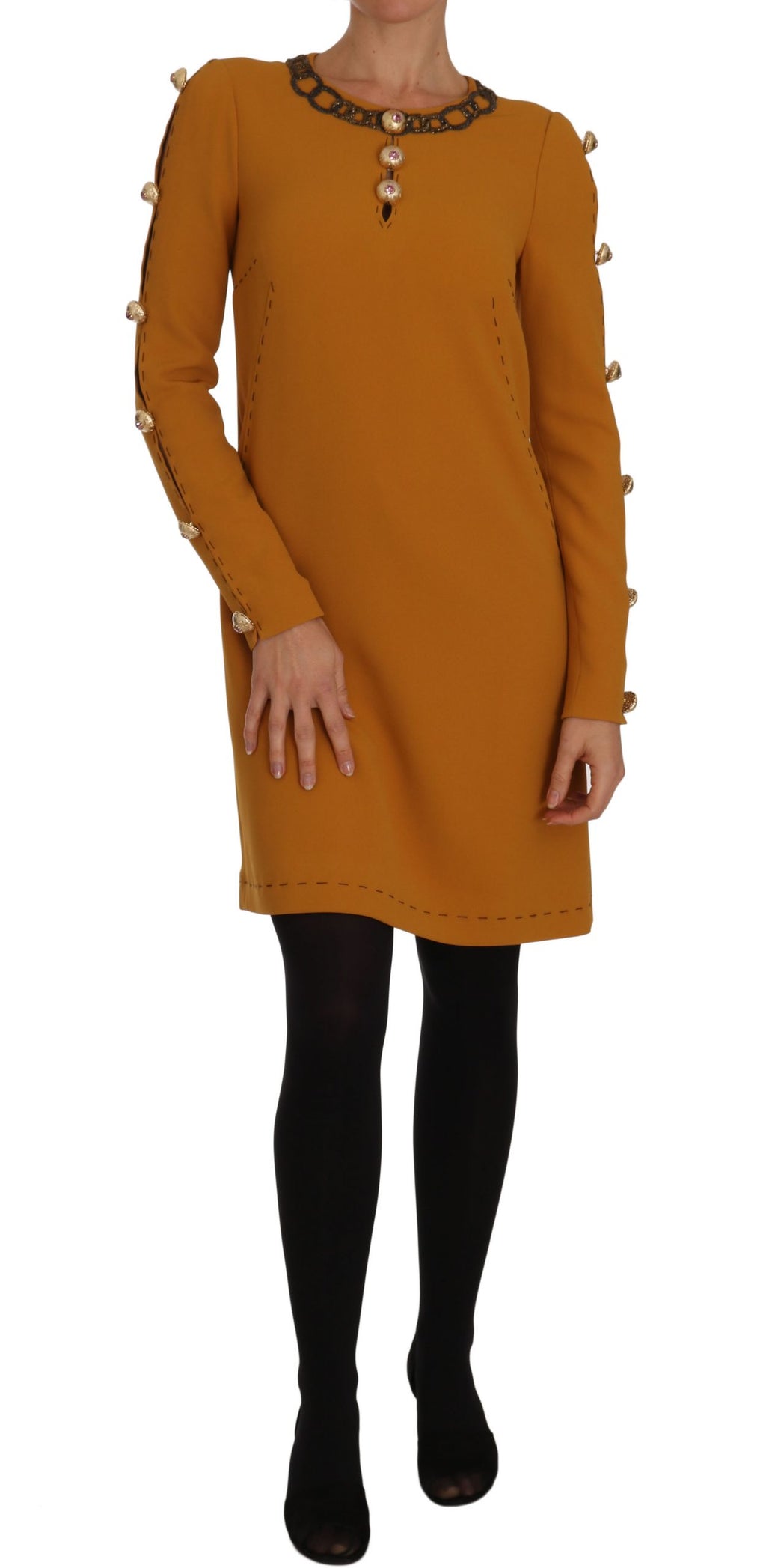 Robe courte marron de Dolce & Gabbana avec embellissements en cristal, style mini et détails élégants.