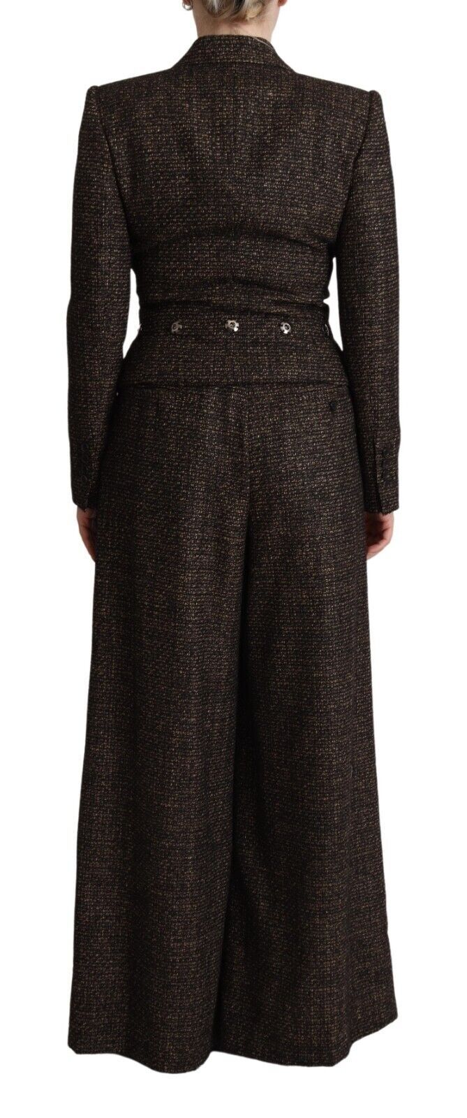 Veste et pantalon en laine marron foncé Dolce & Gabbana, costume classique à deux pièces, veste à boutonnière simple.